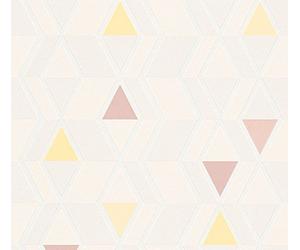 A.S. Création Carta da parati in tessuto non tessuto Happy Spring geometrico in stile scandinavo, 10,05 m x 0,53 m, beige, giallo, grigio, Made in Germany 343024 34302-4