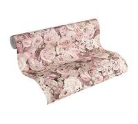 A.S. Création Carta da parati in tessuto non tessuto, motivo fiori urbani con rose, 10,05 m x 53 cm, colore: crema, made in Germany 327222 32722-2