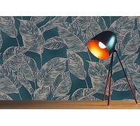 A.S. Création Carta da parati in tessuto non tessuto, motivo floreale, colore blu/marrone, stile country, foglie moderne, 10,05 m x 0,53 m, prodotta in Germania