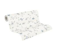 A.S. Création Carta da Parati in Tessuto Non Tessuto - Motivo Floreale in Crema, Grigio e Blu - Per Diverse Stanze - 10,05 m x 0,53 m