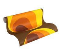 Rétro Carta da Parati 701312 Giallo AS Creation Astratto Geometrico 70s Con Muro