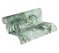 Carta Da Parati Jungle Greenery A.S. Création Carta da parati tessuto non tessuto 10.05 m x 0.53 m Verde Bianco Prodotto in Germania 368201 36820-1