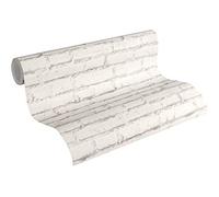 A.S. Création Carta Da Parati Mattoni Elements Carta da parati tessuto non tessuto 10.05 m x 0.53 m Bianco Grigio Prodotto in Germania 319431 31943-1