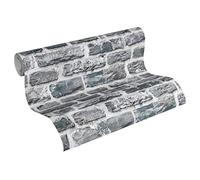 A.S. Création Carta Da Parati Mattoni Elements Carta da parati tessuto non tessuto 10.05 m x 0.53 m Grigio Nero Colorato Prodotto in Germania 361404 36140-4