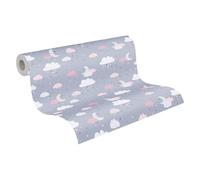 A.S. Création Carta da parati non tessuta - Carta da parati con motivi di nuvole per la cameretta in grigio, rosa e beige - Carta da parati murale in 10,05 m x 0,53 m