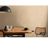 A.S. Création Carta da parati non tessuta con motivo a pannelli murali con effetto metallizzato 0,53 x 10,05 m - beige marrone oro metallizzato - Carta da parati effetto legno made in Germany - 786651