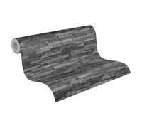 Livingwalls Carta da parati non tessuta Effetto pietra grigio e nero 10,05x0,53 m