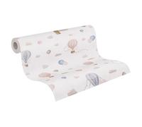 A.S. Création Carta da parati per cameretta Lilly & Luis - Carta da parati in tessuto non tessuto con effetto nuvolato - 10,05 m x 0,53 m - Blu, crema, rosa - Made in Germany - 770771