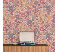 A.S. Création Carta da parati retrò anni '70 con margherite floreali rosso/blu/arancione/giallo/crema retrò chic 395354 8,50 m x 0,53 m incollare il muro