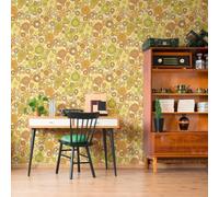 A.S. Création Carta da parati retrò anni '70 con margherite gialle/verde/marrone/arancione/crema retrò chic 395355 8,50 m x 0,53 m incollare il muro