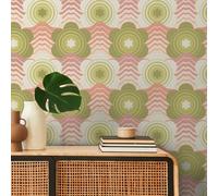 A.S. Création Carta da parati retrò anni '70 con motivo floreale ondulato, rosa/verde/crema, retro chic, 8,50 m x 0,53 m da incollare alla parete