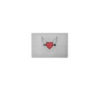 A.S. Création DD132114 - Stampa su tela, motivo: cuore, in grigio, rosso, 60 x 40 cm