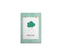 A.S. Création DD132480 - Stampa su tela per cameretta dei bambini, motivo: nuvola, colore: verde, bianco, 50 x 75 cm