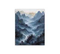 A.S. Création DD133231 - Stampa su tela, paesaggio di montagna, colore: blu, grigio, 40 x 50 cm