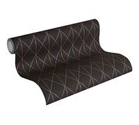 A.S. Création Designdschungel by Laura N. - Carta da parati in tessuto non tessuto con design scandinavo opaco, lucido, 10,05 m x 0,53 m, colore: nero metallizzato, Made in Germany, 365754 36575-4