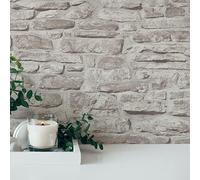 A.S. Création Greige Grey Bricks & Stones 388153 - Carta da parati in tessuto non tessuto, 10,05 m x 0,53 m, prodotta in Germania