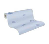A.S. Création Little Love 381441 - Carta da parati in tessuto non tessuto per la cameretta dei bambini, con simpatiche balene e balene in PVC, colore: Blu/Grigio/Bianco opaco