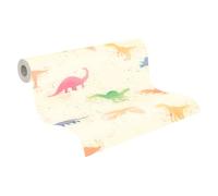 A.S. Création Little Love 381461 - Carta da parati in tessuto non tessuto con dinosauri in PVC, multicolore, beige, rosa, blu, verde, opaco, liscia, 381461