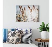 A.S. Création Quadro su tela Herbe de la Pampa - Stampa d'arte blu beige - formato 70x50 cm - Arredo murale per il soggiorno - Quadro su telaio