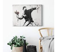 A.S. Création Tela d'artista - Stampa artistica nera e grigia - 70x50 cm orizzontale - Decorazione murale di qualità - Quadro su telaio