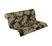 A.S. Création Vliestapete mit Blätter-Design in Schwarz, Gelb, Grün - Exotische Dschungeltapete 10,05 m x 0,53 m by COSMOPOLITAN - 791086