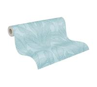 A.S. Création Vliestapete mit Blatt-Struktur in Blau, Gold - Florale Blättertapete 10,05 m x 0,53 m by COSMOPOLITAN - 790643