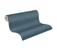 A.S. Création Vliestapete mit Textilstruktur in Blau, Braun - einfarbige Tapete 10,05 m x 0,53 m Unitapete by COSMOPOLITAN - 790674