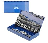 a+s - Set di 32 filettature metriche M3-M12, filettatura a mano + filiera + taglierino + taglierino + supporto per filiera + sagoma filettata