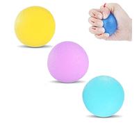 A Set di 3 palline per la terapia delle mani, per la terapia delle mani, in silicone, per allenare le dita, per il polso, per l'artrosi, per alleviare lo stress, 3 colori
