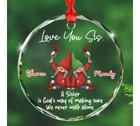 A Sister is God's Way of Making Sure We Never Walk Alone Vetro Ornamento Ornamento Nome, Ornamento Sorelle gnomo Personalizzato, Sorelle Unbiologiche Personalizzate Amicizia a lunga distanza Ornamenti