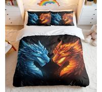 A Song of Ice and Fire Dual Dragons, set di biancheria da letto con stampa 3D, decorazione per camera da letto (03, king size 240 x 220 cm, 65 x 65 cm x 2)