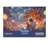 A Space Astronaut 1000 Pezzi Taglio Preciso Puzzle Astronaut with Cat Famiglia Jigsaw Regalo Per Adulti 52x38cm/1000pcs