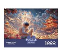 A Space Astronaut with A Helmet 1000 Pz Taglio Preciso Puzzle Astronaut with Cat Famiglia Jigsaw Educativo Per Adulti 70x50cm/1000pcs