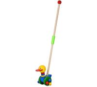 A Spingere Stick Anatra, Giochi Trainabili Bambini, Animale da Spingere Anatra con Testa Mobile in Legno, Giocattolo di Legno, PE Bambini dai 18 Mesi