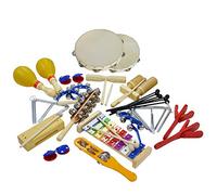 A-Star Kit di percussioni ritmiche da 24 pezzi con vasca di stoccaggio in plastica, set di strumenti musicali in plastica in metallo in legno per aule