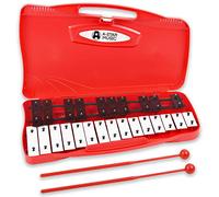 A-Star Xilofono Glockenspiel cromatico soprano a 25 note in custodia rossa con tasti neri/bianchi e due battitori in plastica - 2 ottave da G5 a G7