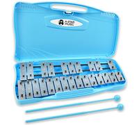 A-Star Xilofono soprano cromatico Glockenspiel a 25 note in custodia blu con tasti argentati e due fruste in plastica - 2 ottave da G5 a G7