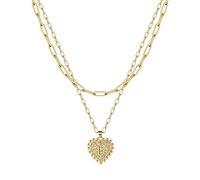 A Strati Girocollo Doppia graffetta catena 26 lettere d'amore collana d'oro collana di gioielli da donna Collana Spilla Da (L, One Size)