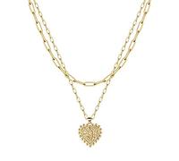 A Strati Girocollo Doppia graffetta catena 26 lettere d'amore collana d'oro collana di gioielli da donna Collana Spilla Da (J, One Size)
