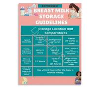 A Supportive Gift for New Parents Practical Breastfeeding and Lactation Guide with Milk Storage Chart Poster(Framed,12x18inch(30x45cm))
