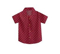 A.T.U.N. (ALL THINGS UBER NICE) Camicia da ragazzo in cotone, vestibilità regolare, a maniche lunghe, a pois, casual, alla moda, con colletto in morbido tessuto, Maroon-bianco, 9-10 Y