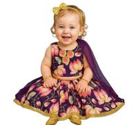 A.T.U.N. (ALL THINGS UBER NICE) Lehenga Choli - Set etnico in cotone per bambine con pizzo e dupatta | Abito tradizionale da festa per bambini 3 pezzi, viola., 2-3 Anni