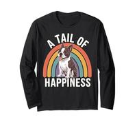 A Tail of Happiness Boston Terrier Retro Rainbow Maglia a Manica