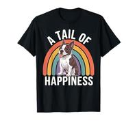 A Tail of Happiness Boston Terrier Retro Rainbow Maglietta