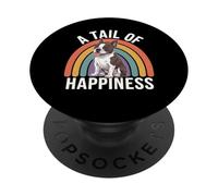 A Tail of Happiness Boston Terrier Retro Rainbow PopSockets PopGrip Adesivo