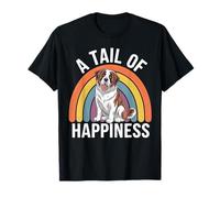 A Tail of Happiness San Bernardo Cane Retro Rainbow Maglietta