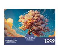 A Tall Tree with Flowers And Clouds in The Background 1000 Pezzi Carta Ecologica Resistente Puzzle Premium Cherry Blossoms Impossibilmente Difficile Sfida Unica Puzzle Regali Per Famiglia E Amici 38x2