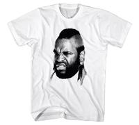 A-Team Mr T Halftone Head Men's T Shirt Mohawk Mohican BA Baracas Feather Top White L
