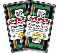 A-Tech 32GB (2x16GB) RAM di ricambio per Synology D4ECSO-2666-16G, D4ES01-16G | DDR4 2666MHz PC4-21300 ECC SODIMM 2Rx8 1.2V Aggiornamento Memoria per NAS DiskStation, RackStation, FlashStation e NVR