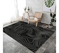 A Tema Della Mappa Della Linea Topografica Per Soggiorno A Pavimento Nero Morbido Stampato Grande, Lavabili A Pila Corta Per Sala Da Pranzo Camera Da Letto Non Slip Tappeto,